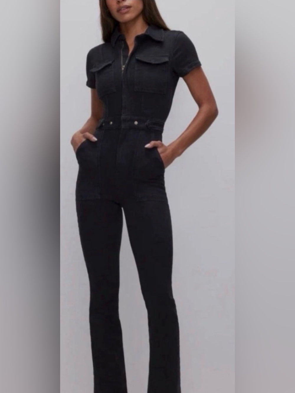Good American Fit for success High-Waist Black Women's Jeans Jumpsuit BNWT